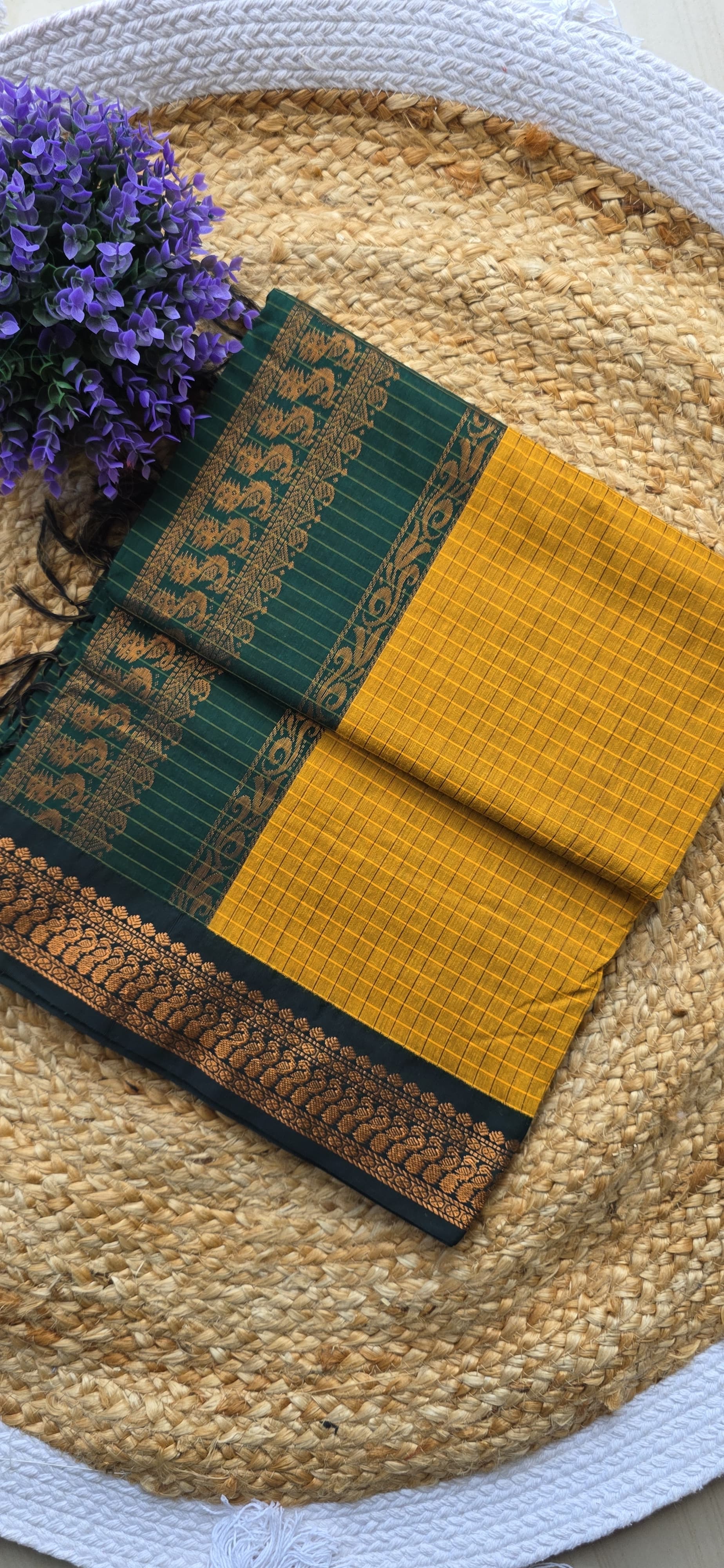 Kalyani Cotton Saree — Magenta & Black